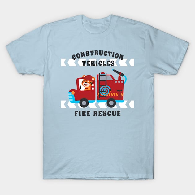 Vector illustration of contruction vehicle with cute litle animal driver T-Shirt by KIDS APPAREL